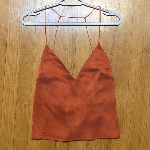 Orange silky top. - Picture 1 of 3